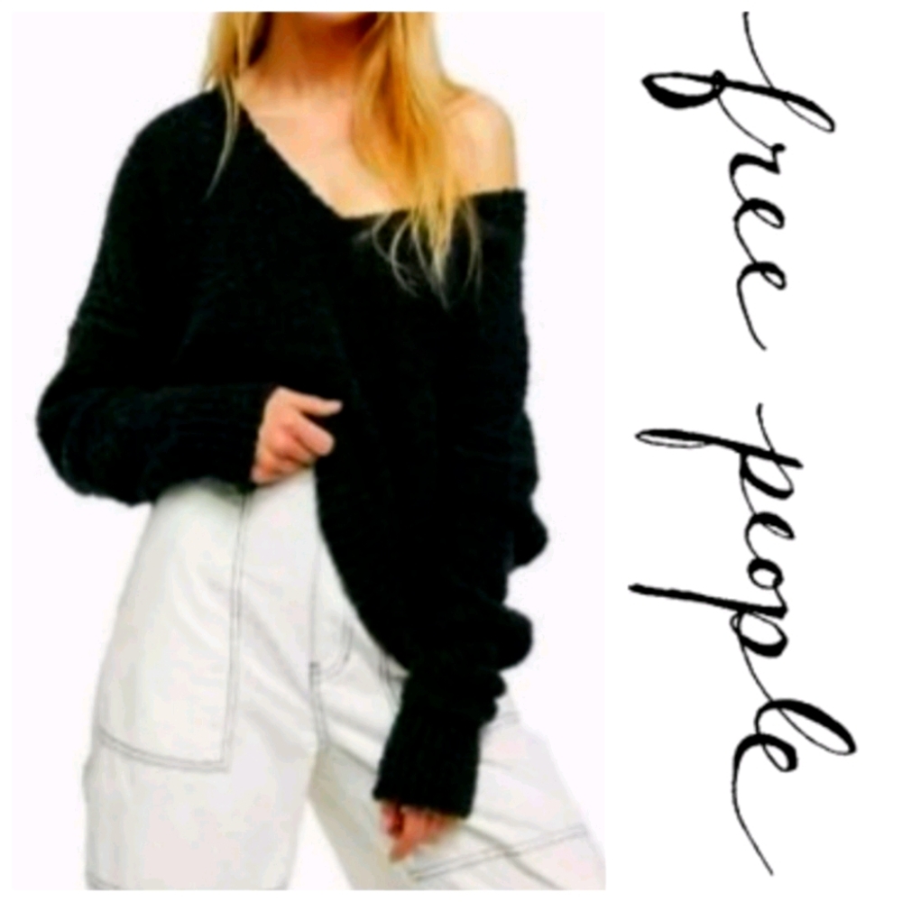 FREE PEOPLE WOMEN'S PULLOVER SWEATER BLACK SIZE L